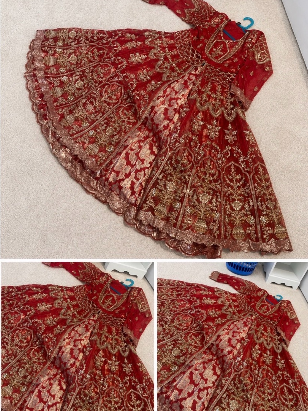Indian Embroidered Red Women's Formal Dress
